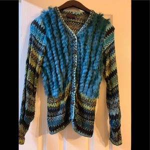 Hale Bob Sweater Knit Fur Trim